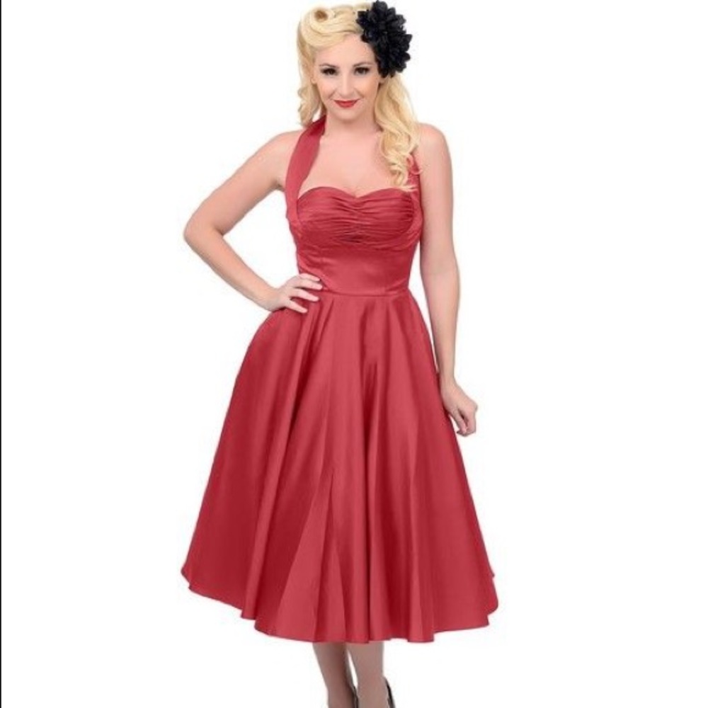 Unique Vintage dark red 1950’s swing style dress.